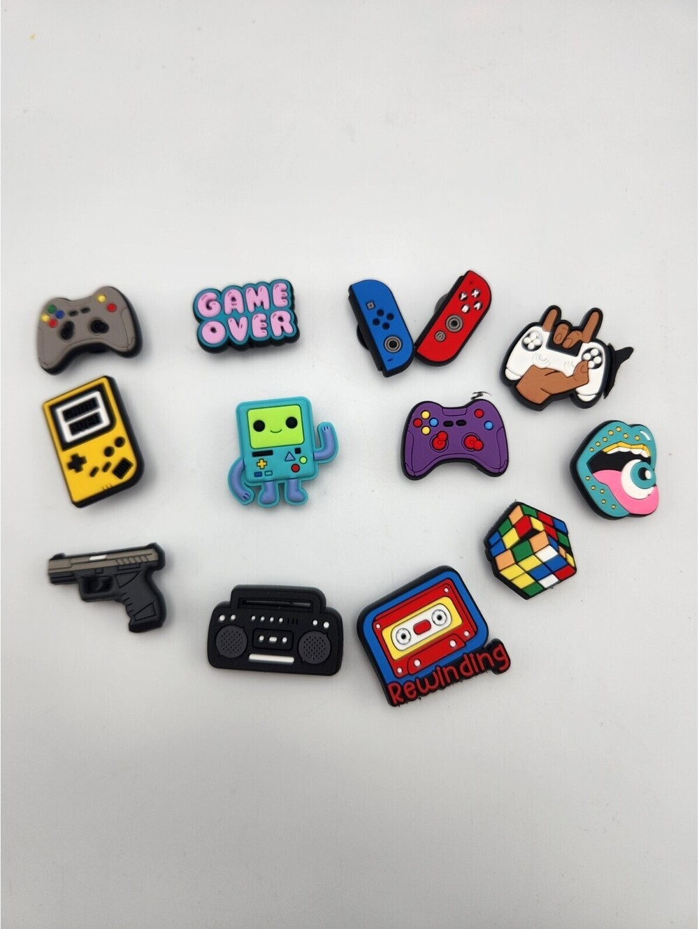 13 Video Game Croc Jibbitz Charms Lot - Nintendo Switch, Gameboy, Rubins Cube B1
